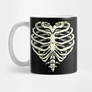 Skeleton Bones Rib Cage Hearth Funny Skull Costume Halloween Mug